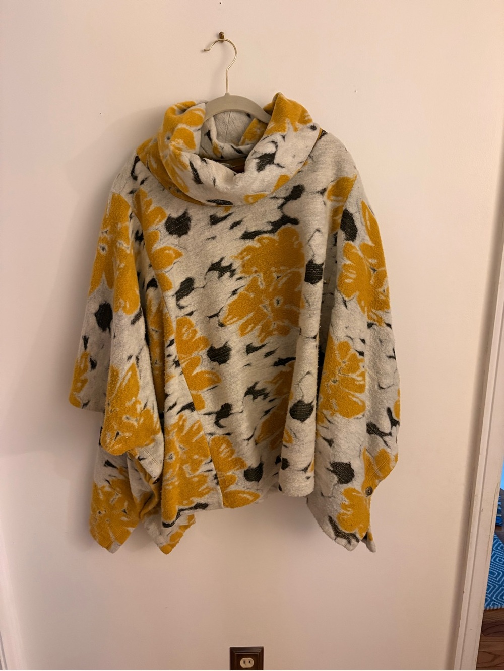 Anthropologie Floral Funnel Neck Sweater/Poncho